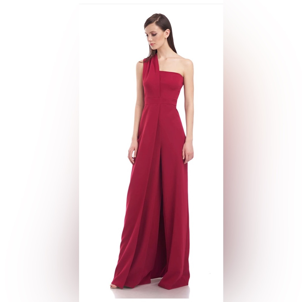 Kay Unger Allegra Walk Thru Jumpsuit, Red, Size 10